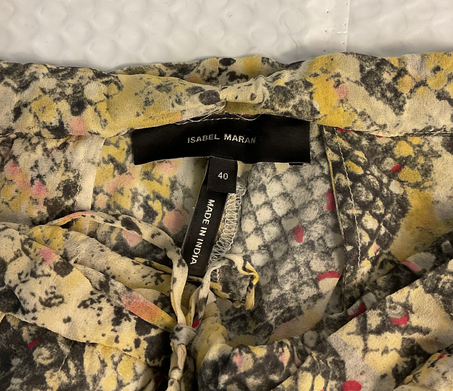 Isabel Marant Yellow & Gray Print Drawstring Pants Size 40