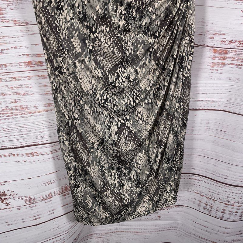 Lauren Ralph Lauren Gray Snake Print Sleeveless Low Cut Midi Dress - Size 8