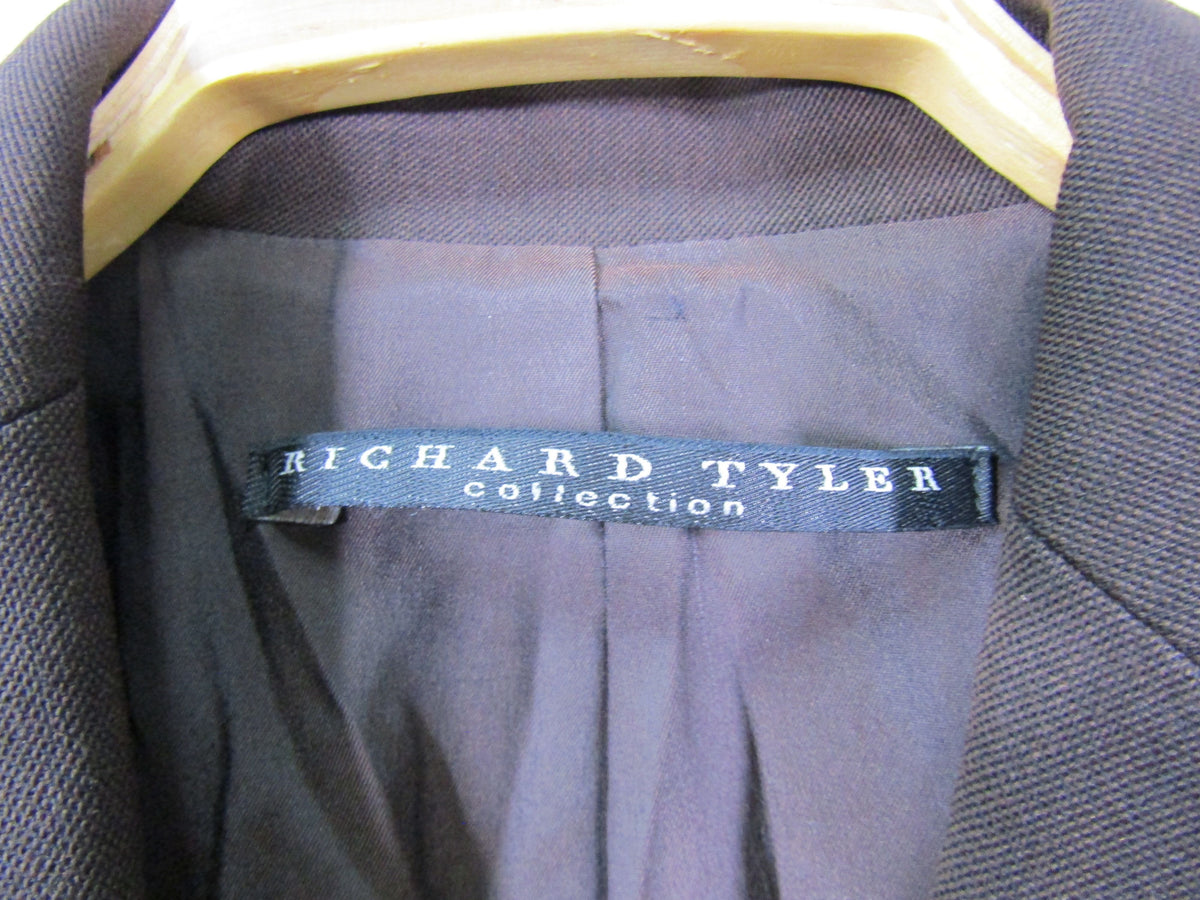 Vintage 1990's Richard Tyler Women's Brown Single Button Blazer Jacket Size S