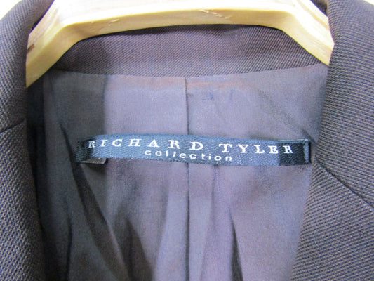 Vintage 1990's Richard Tyler Women's Brown Single Button Blazer Jacket Size S