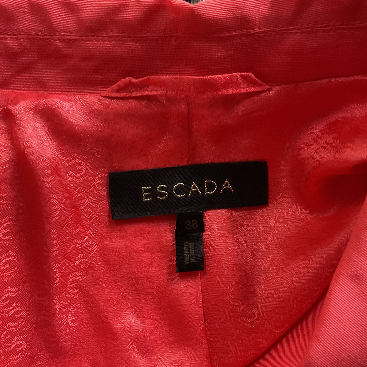 ESCADA Women's Coral Rhinestone Accents Suit- SZ 38/ 8 US
