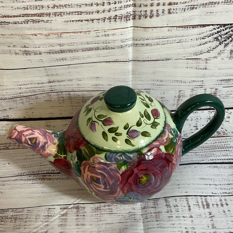 LESAL Ceramics Handcrafted Floral Teapot- 6.5"
