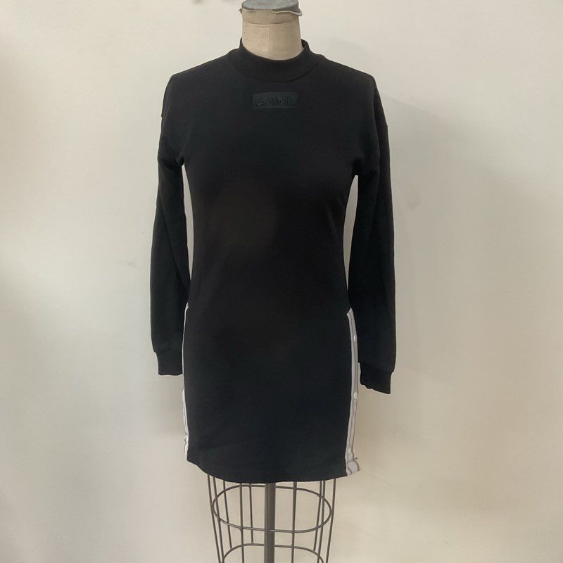 Bench. Black long Sweater Logo Embodied Cotton Blend Dress - Size 2/4