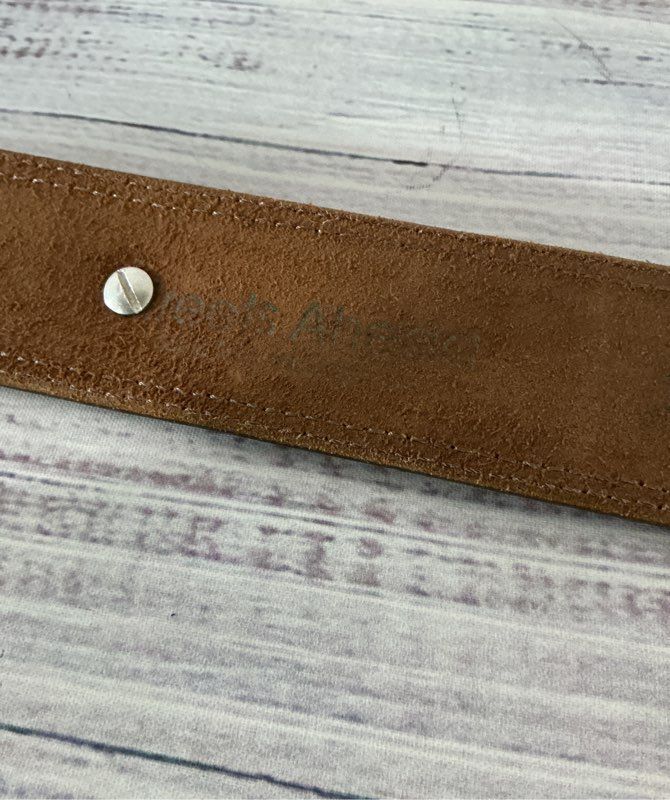 Women's Vtg Streets Ahead Brown Leather Belt with silver round hardware Size L