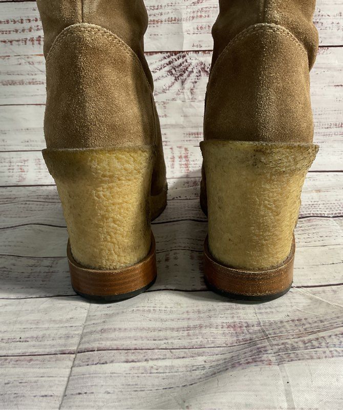Size 8.5 US TODS Suede Leather Over Knee High Wedge Heels Tall Platform Boots