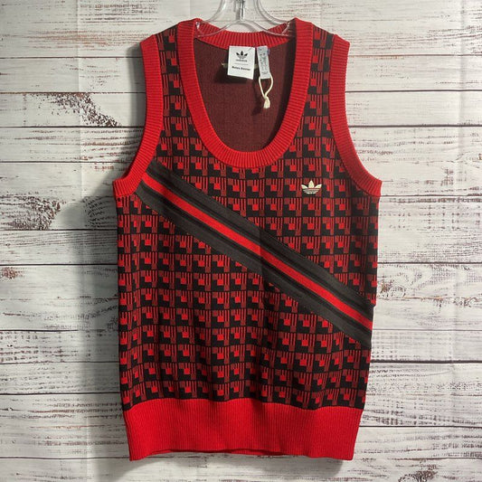 Adidas Wales Bonner Red Geometric Pattern Knit Scoop Neck Sweater Vest sz Small