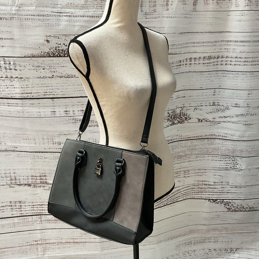 DAVID JONES Women's Black/Gray Leather & Suede Crossbody/Shoulder Bag