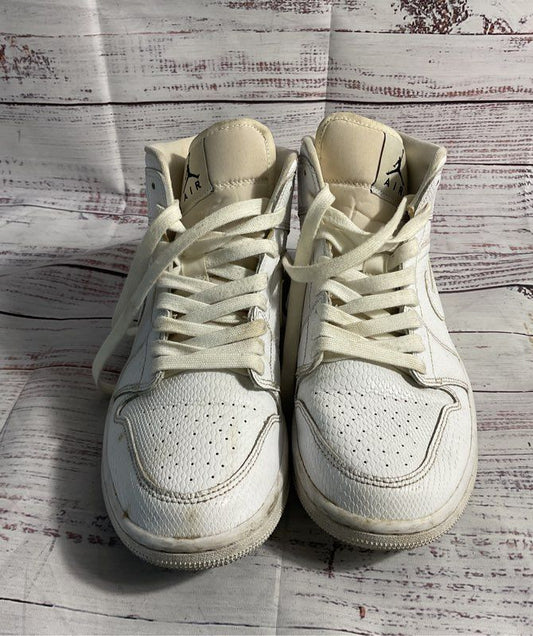 Nike Air Jordan 1 Mid Women's White Snakeskin Texture Sneakers BQ6472-110 Size 9