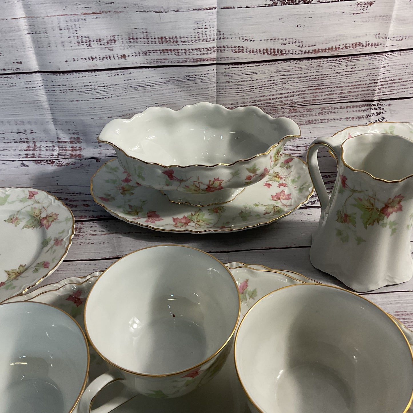 VTG. HUTSCHENREUTHER Germany "Maple Leaf" Scalloped Dish Set- 47 Pieces