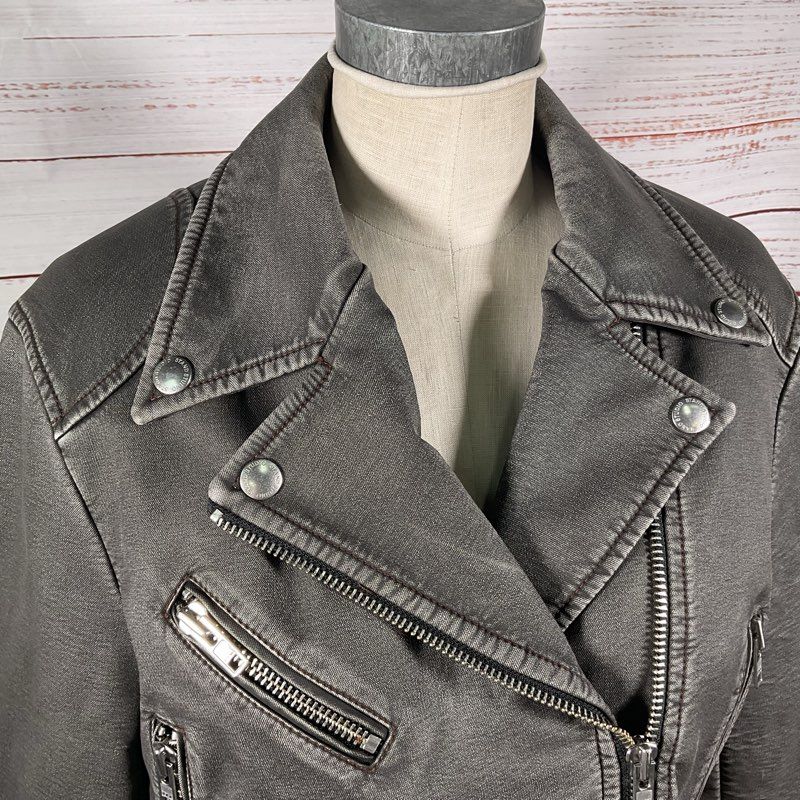 Stand Studio Iris Gray Faux Leather Cropped Motorcycle Jacket - Size 4