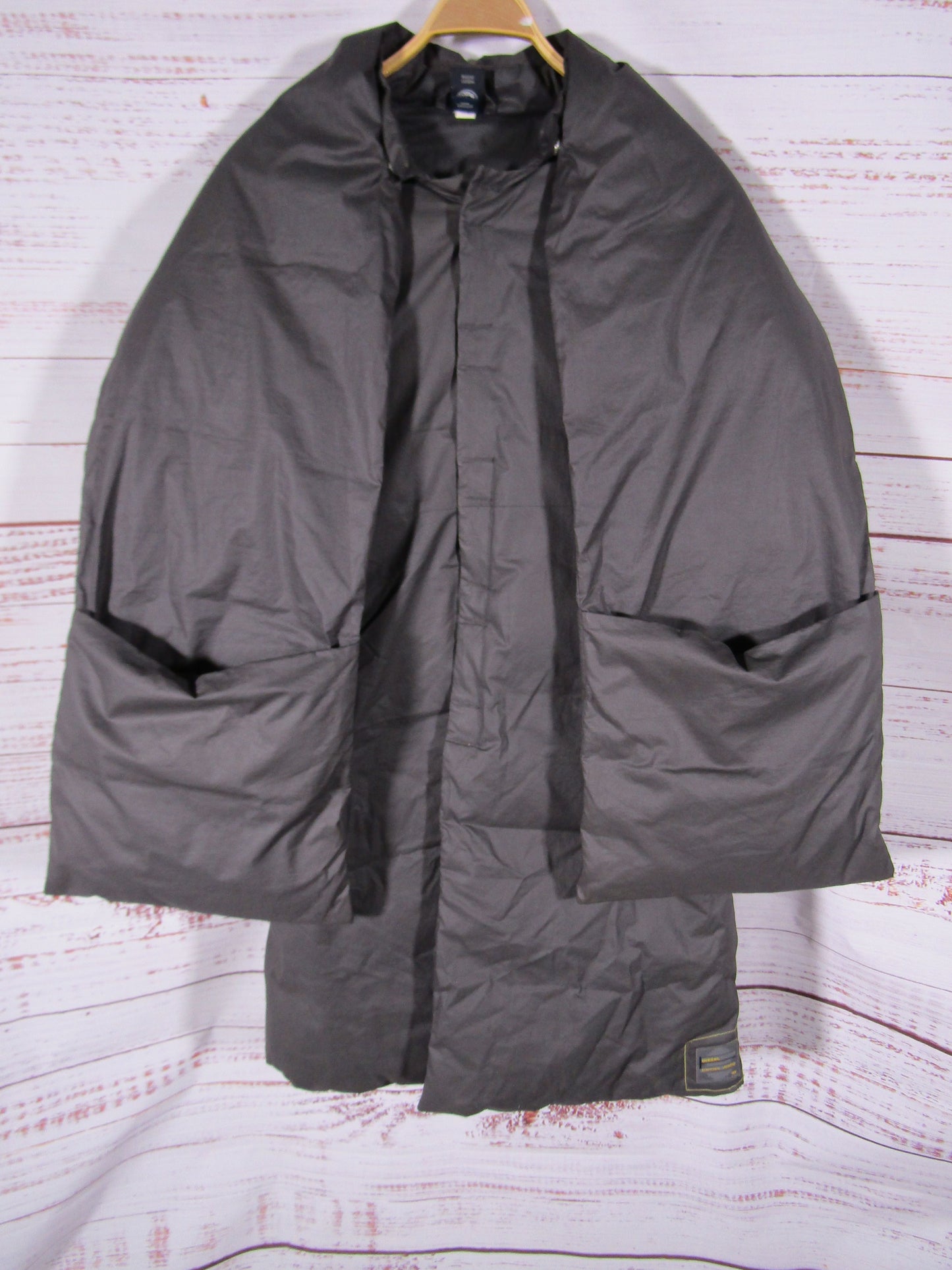 Vintage Diesel Intrinsic Vitality Oversized Gray Duck Down Removable Scarf Coat