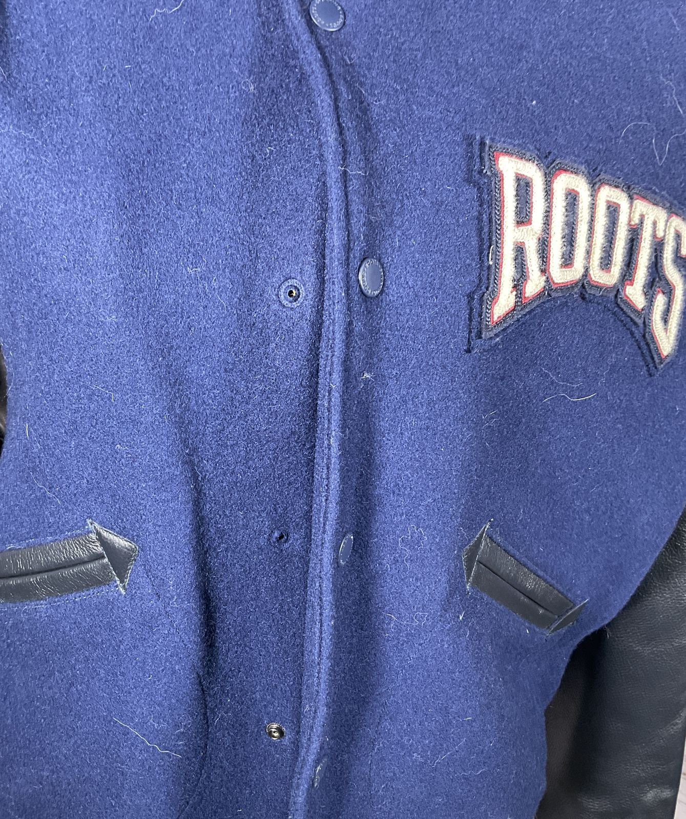 Roots Canada Wool Blend Varsity Jacket Blue S