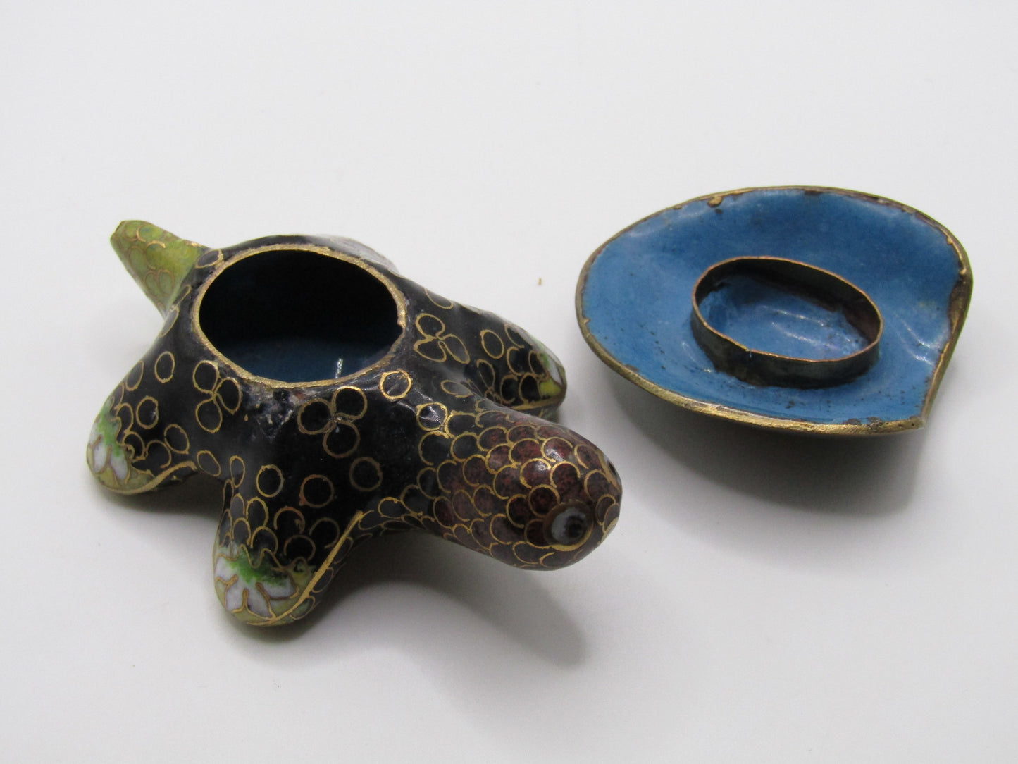 Vintage Handcrafted Cloisonné Enamel Turtle Pill Box