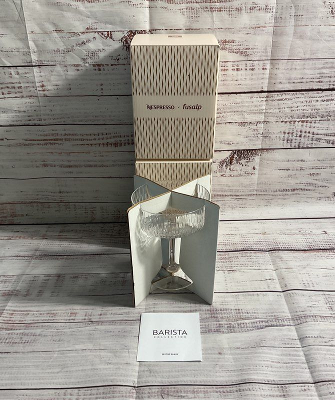 2 New Nespresso Fusalp 335ml Barista Festive Glass Ltd Edition Nib Martini Glass