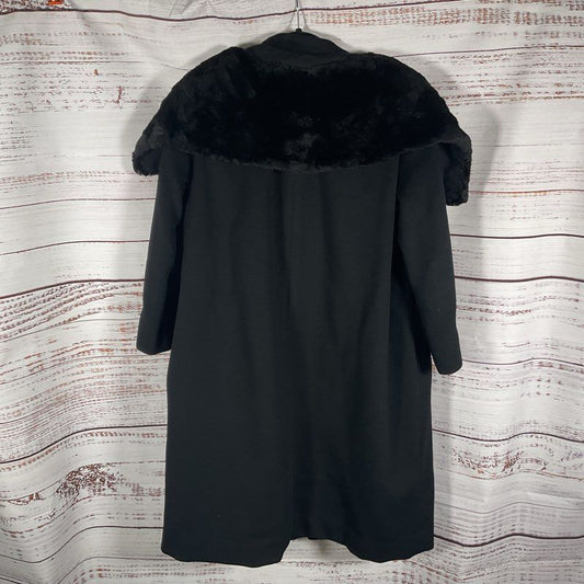 VTG. Blin+Blin Black Fur Cape Collar Wool Coat - Size in Description