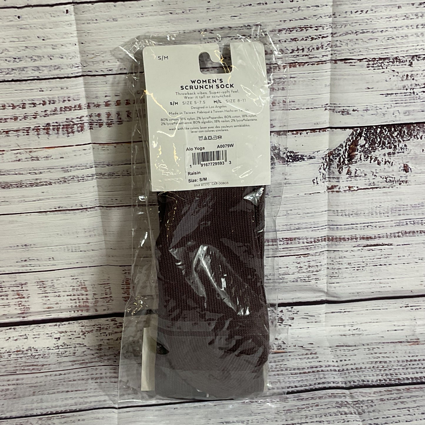 NEW ALO Women's Brown Scrunch Crew Socks- SZ S/M