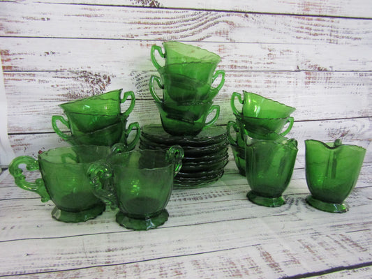 Cambridge 3400 Dark Emerald Green Cup & Saucer Set of 27