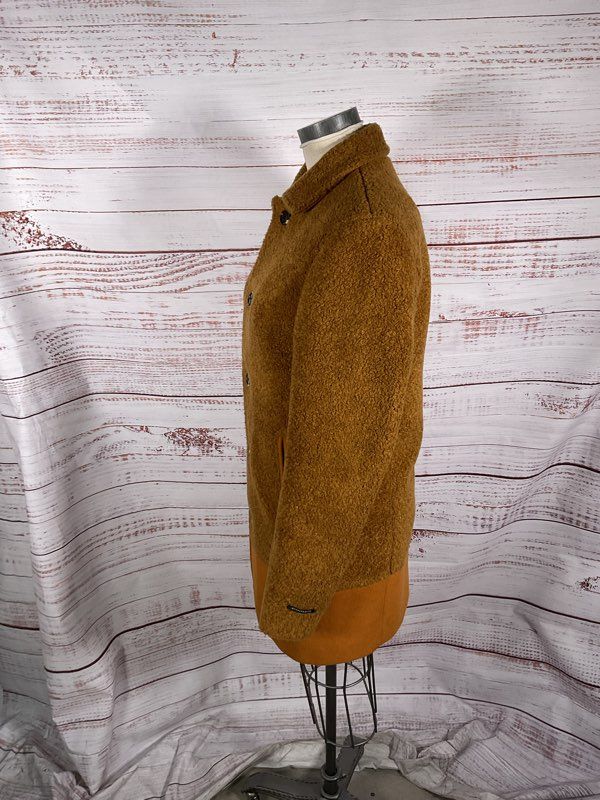 Scotch & Soda Women's Light Brown Wool Blend Fleece Button Overcoat Size M