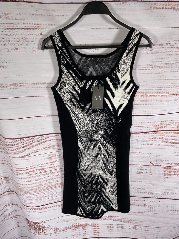 NWT Armani Exchange Women's Black & White Bodycon Short Dress Size S