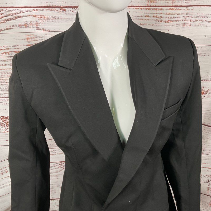 Salt Murphy Yann Black Low Cut Double Breasted Structured Blazer Jacket Size 38