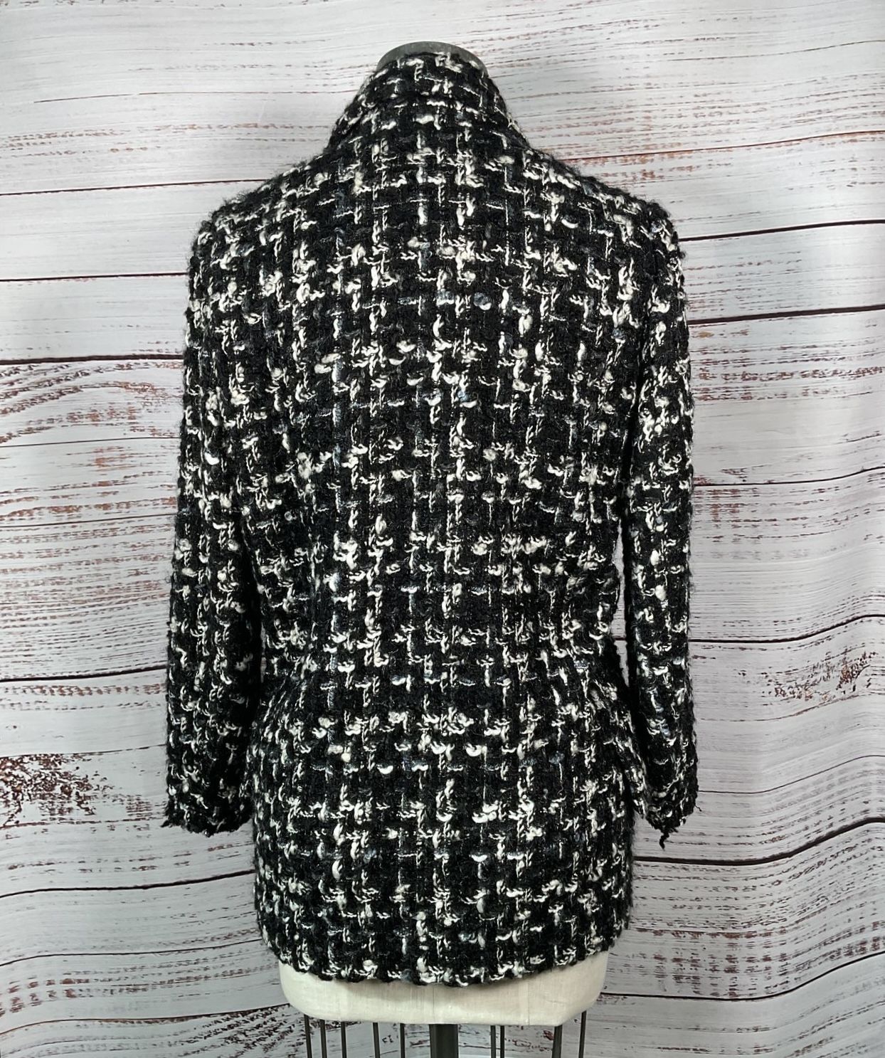 IRO Black and White Tweed One-Button Coat Women's - Size 34