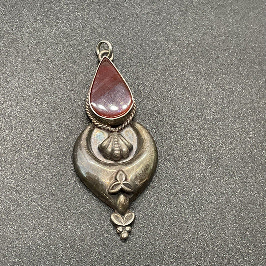 Sterling Silver & Garnet 2.25" Pendant- 4.86g
