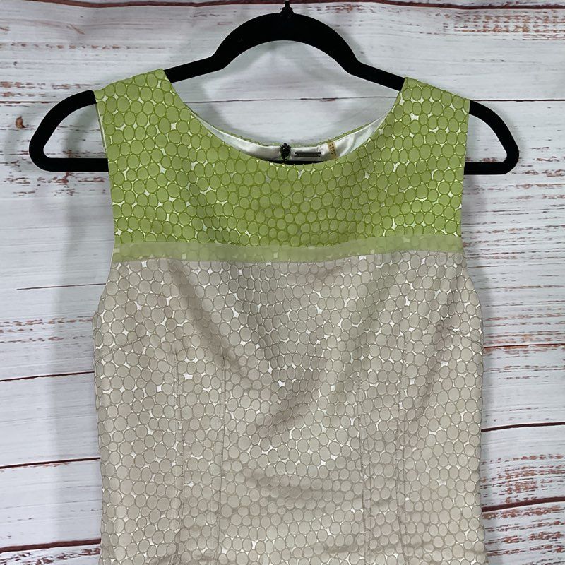 Elie Tahari Textured Green/Beige Sleeveless Mini Casual Dress - Size 6