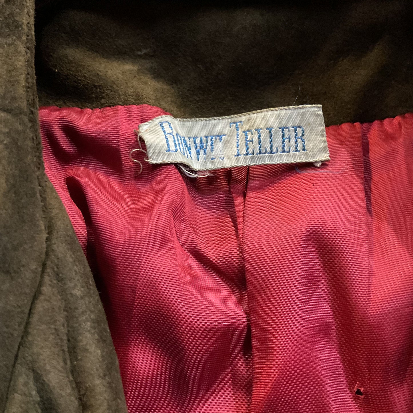 VTG. BONWIT TELLER Men's Brown/Green Suede Trench Coat- SEE MEASUREMENTS