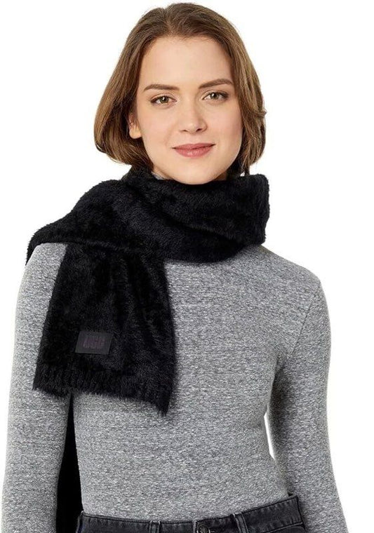 NWT UGG Women's Plush Knit Black Scarf