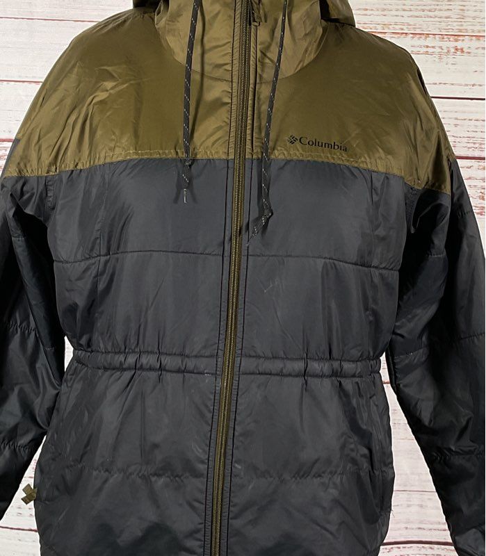Columbia Flash Challenger Sherpa Lined Long Jacket Black Olive Green M