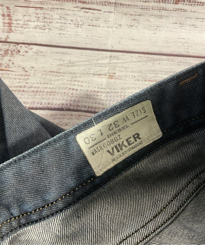 Diesel Viker Jeans Men's 31x 30 Blue Denim Heel Drag Straight Leg
