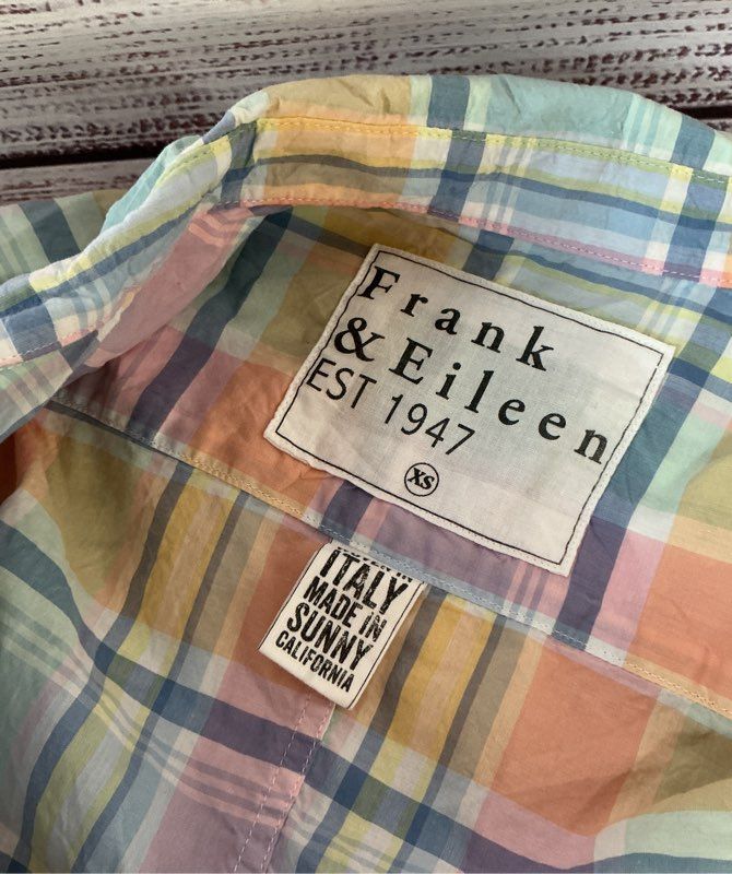 Women's Frank & Eileen Orange Blue & Pink Cotton Blouse Size XS