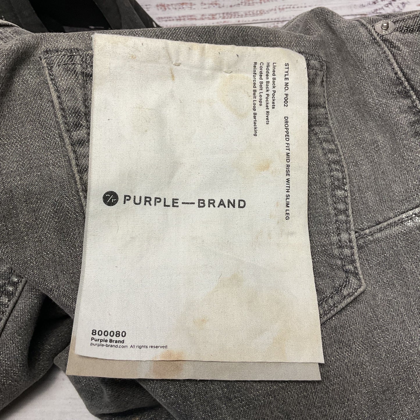 Purple Brand Skinny Jeans Black Grey Gradient Paint Distressed Pants P002 Size29