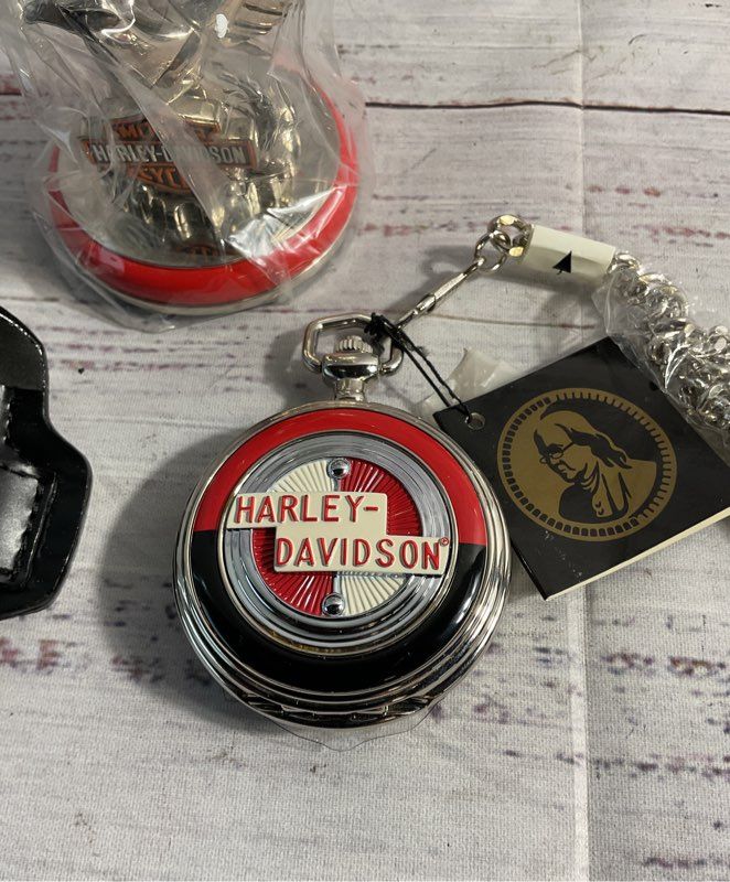 Harley Davidson Sportster Precision Pocket Watch & Eagle Stand By Franklin Mint