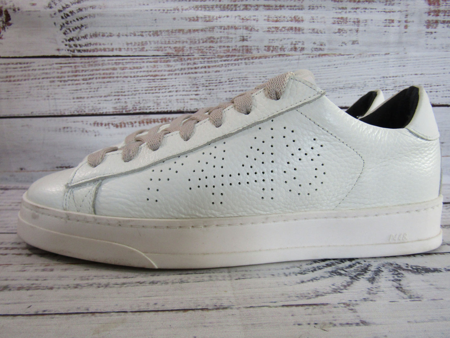 P448 John Women's White Leather Low Top Sneaker Size 8