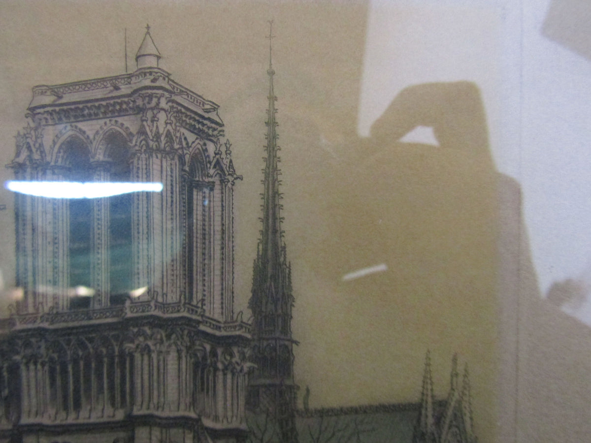 Notre-Dame Cathedral of Paris Print by Artist Pencil Signed