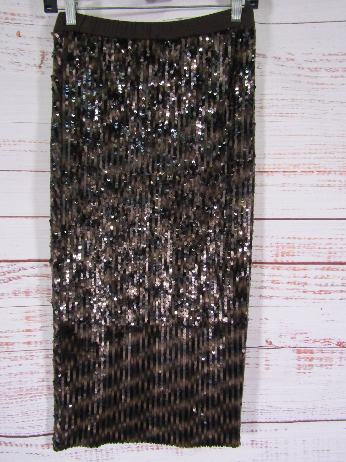 Le Superbe Take It Easy Women's Brown Sequin Tulip Skirt Size 4