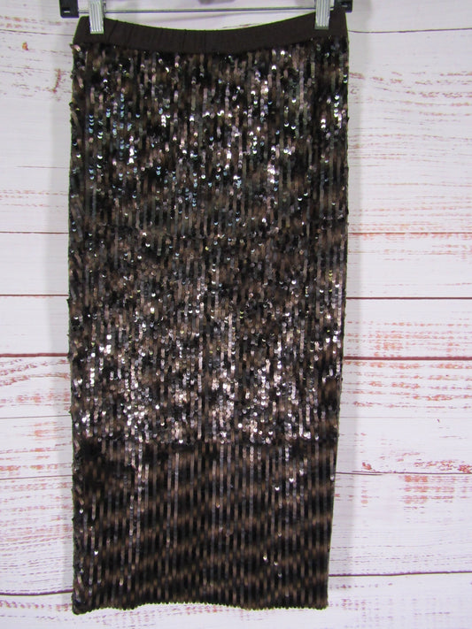 Le Superbe Take It Easy Women's Brown Sequin Tulip Skirt Size 4