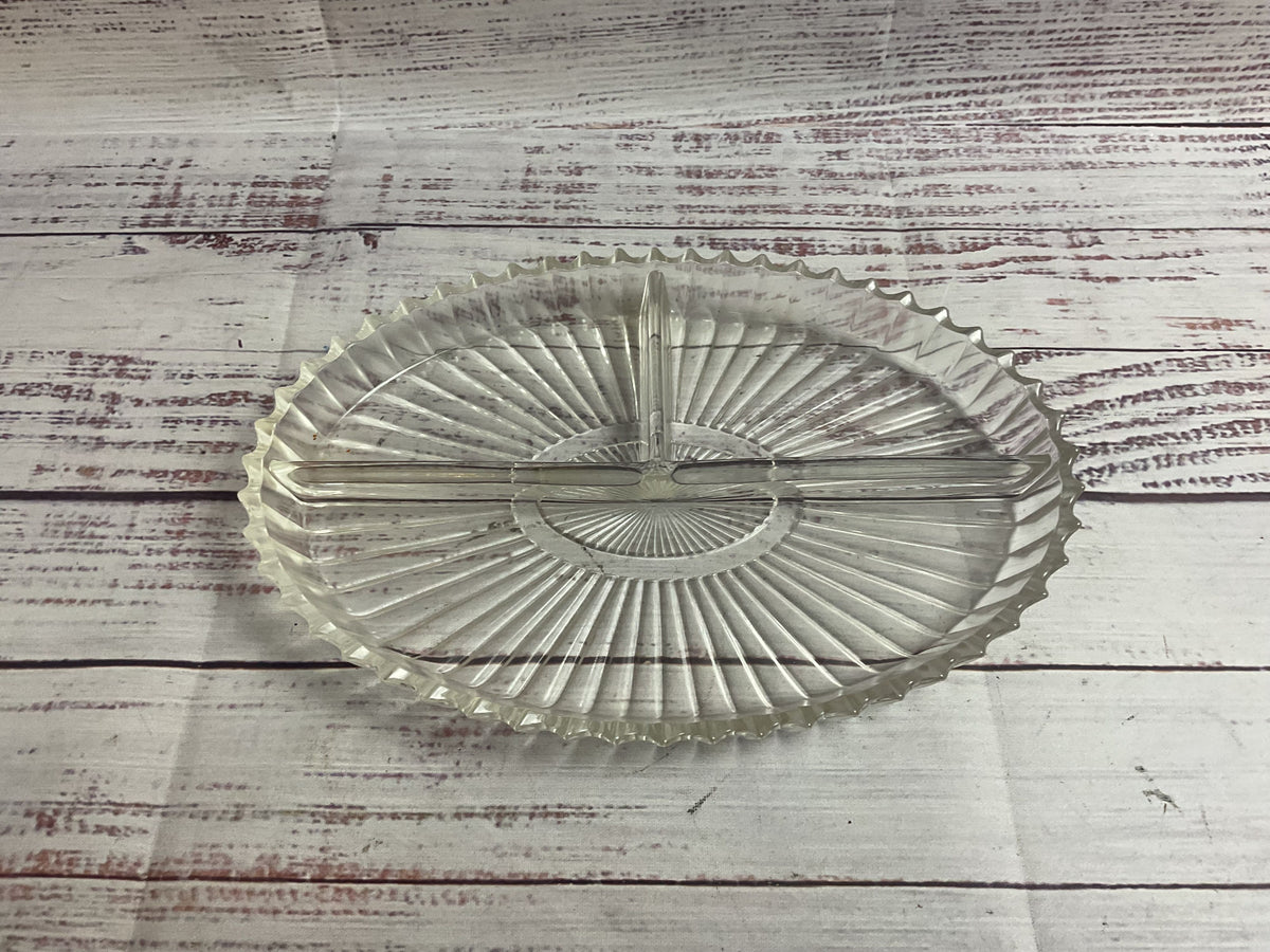 Vintage Silver Plated Serving Tray With Lid And Glass Segmented Insert