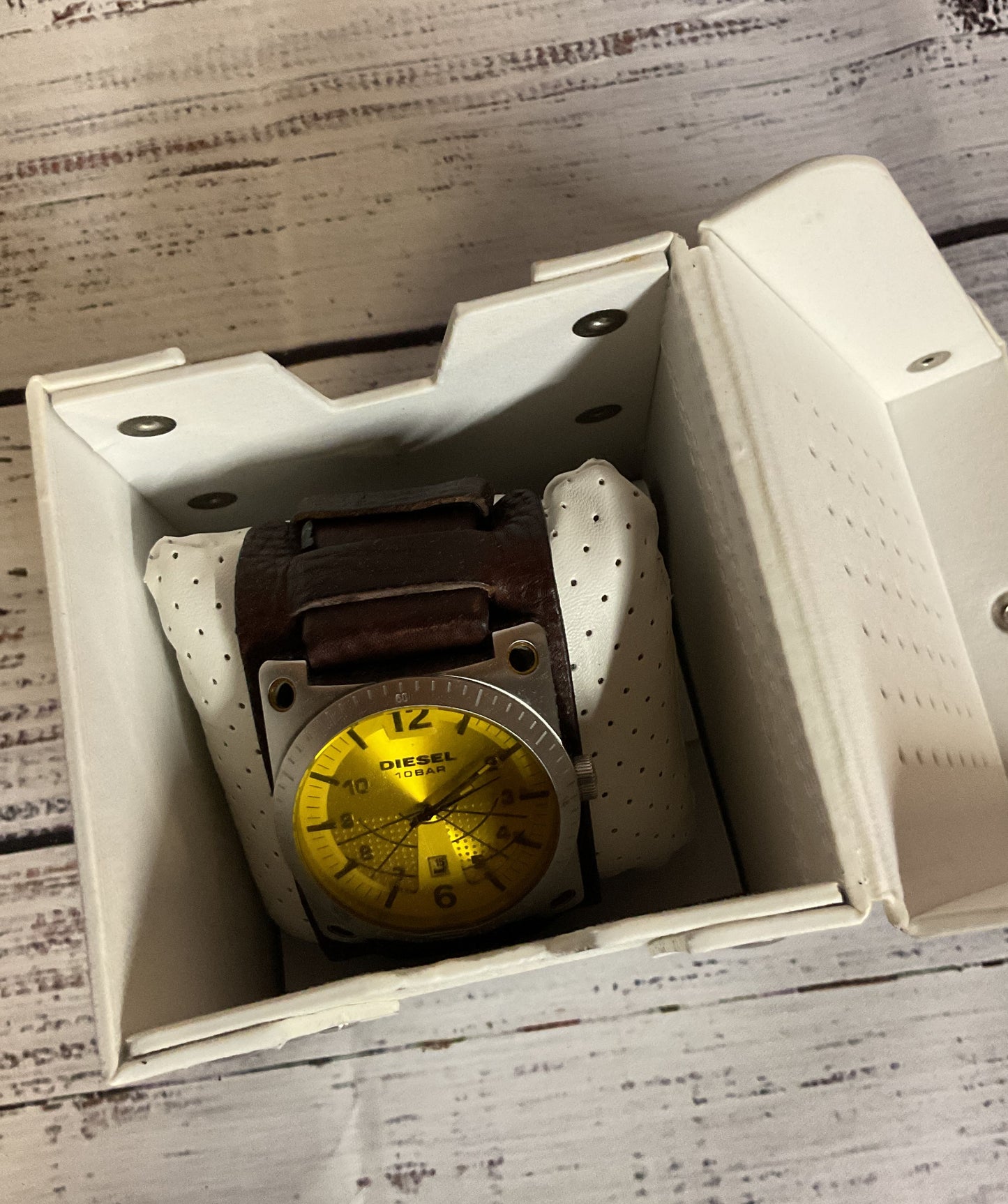 DIESEL 10 Bar DZ-1213 Stainless Steel Brown Leather Band Watch