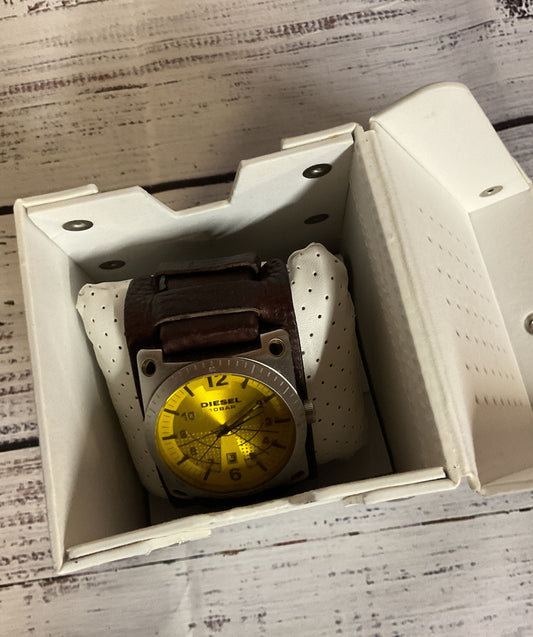 DIESEL 10 Bar DZ-1213 Stainless Steel Brown Leather Band Watch