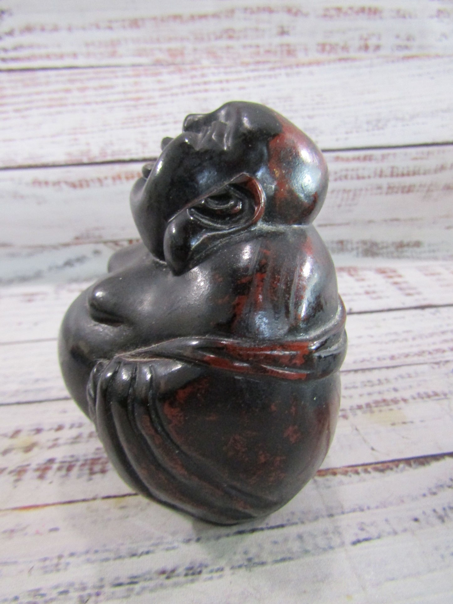 Set of 2 Wooden Buddha Figurines