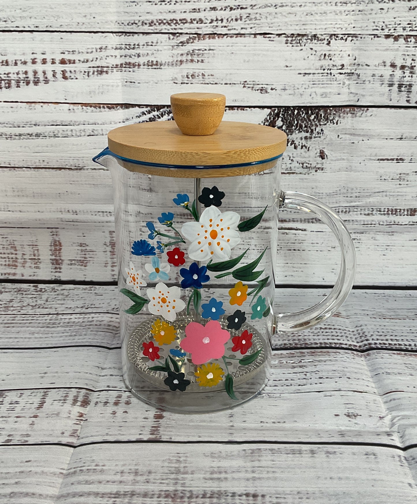 The Last Line Garden Teddy Floral Print Glass French Press