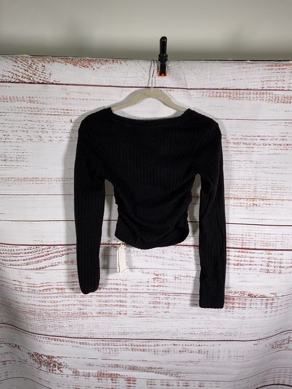 NWT Women's Ribbed Black Long Sleeve Top Size S