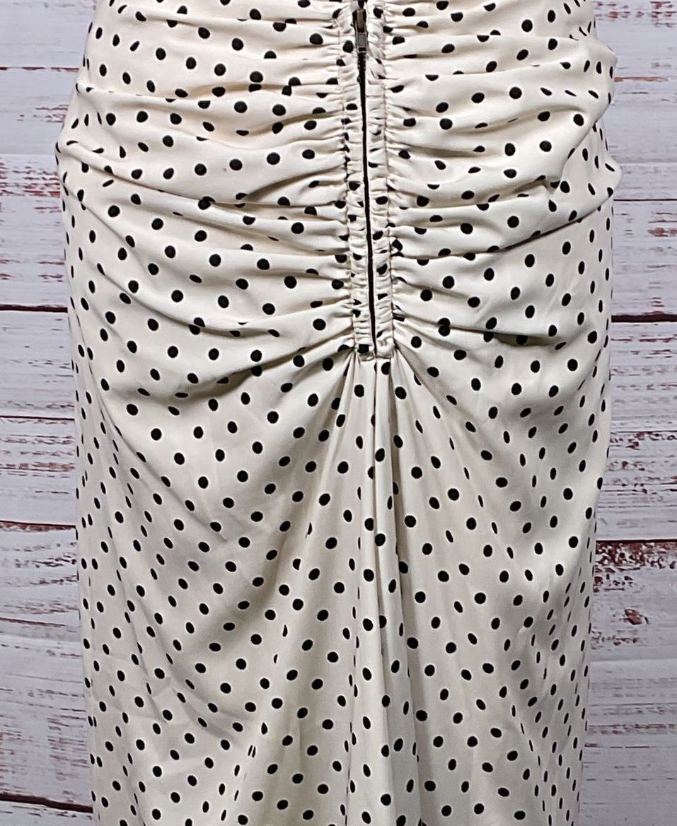 Rejina Pyo Ruched Polka Dot Skirt Cream 6