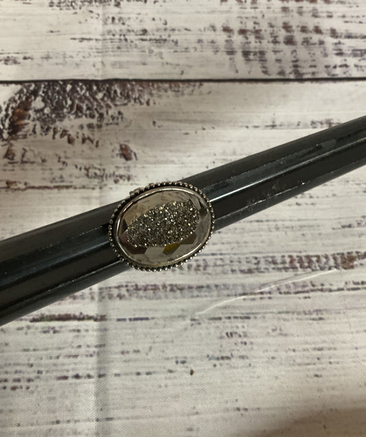 COLLEEN LOPEZ CL Sterling Silver Vintage size 9 Adjustable Ring Druzy Quartz