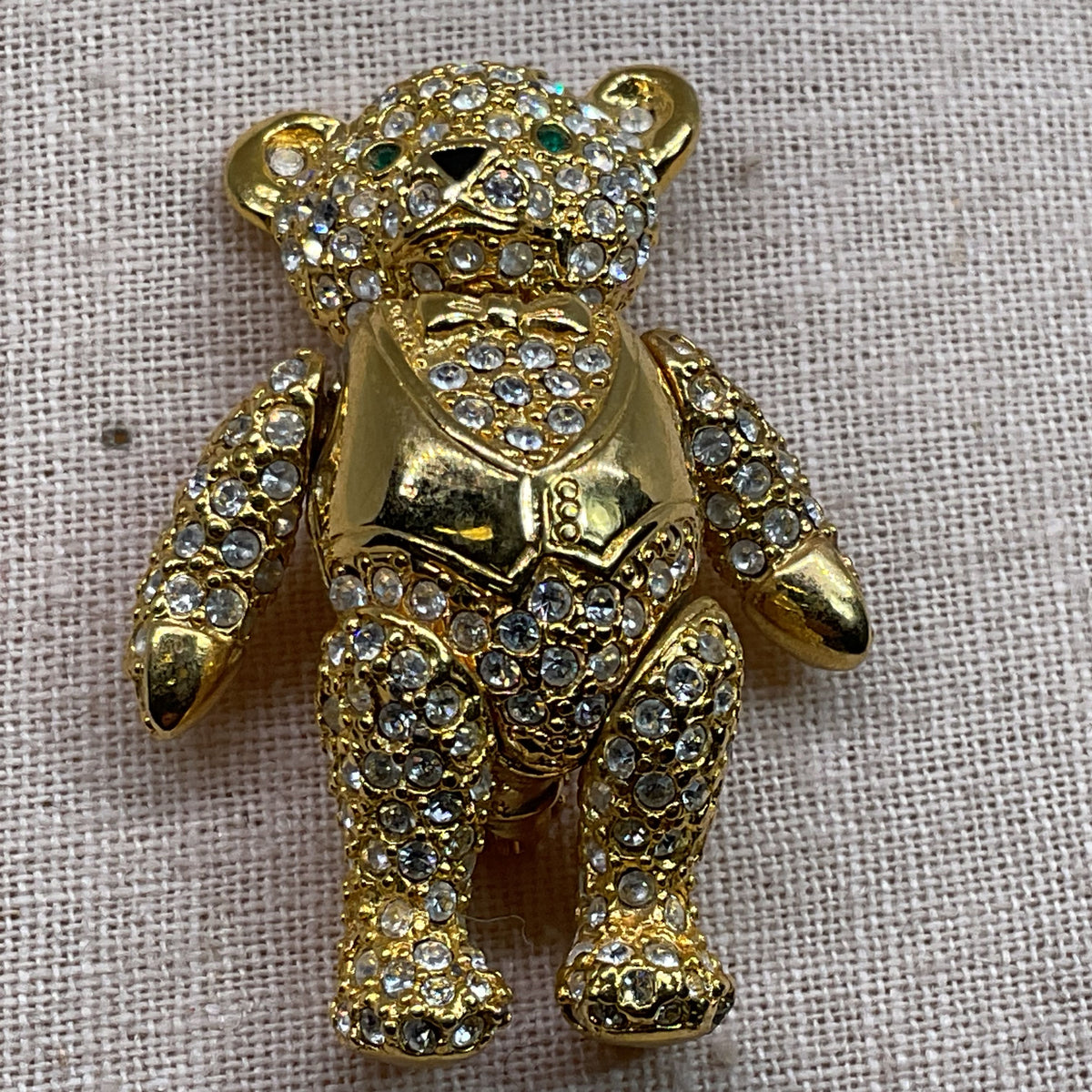 JOAN RIVERS Gold Tone Rhinestone Articulated Movable Arms, Legs, Head Brooch