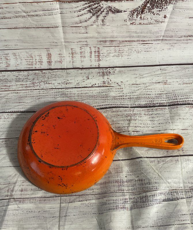 Vintage Le Creuset 6 1/2" Small Skillet Frying Pan Enameled Cast Iron Orange