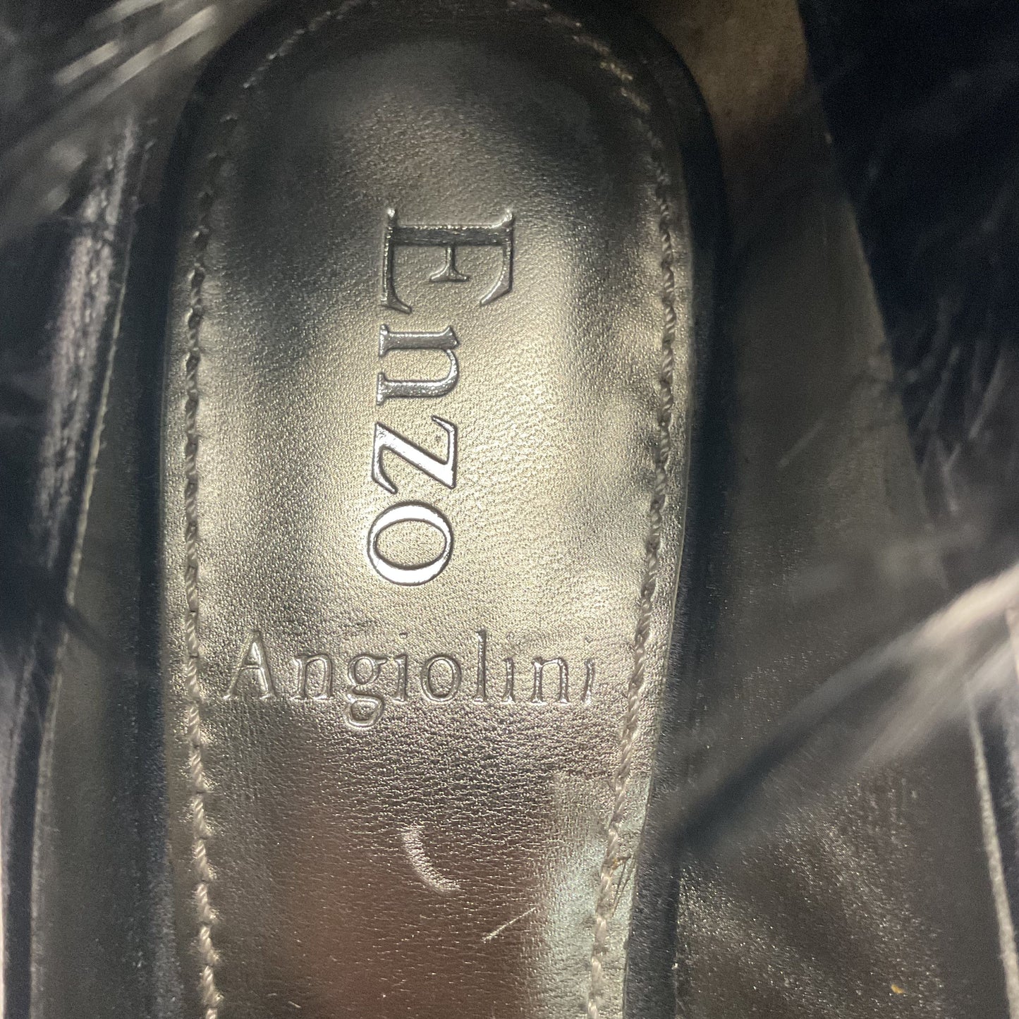 Enzo Angiolini Black Satin Feathered Platform Heel Women Size 7.5