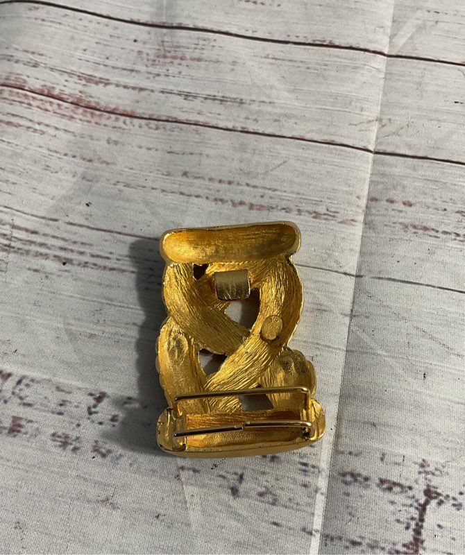 Vintage Lot of 2 Gay Boyer Women's Blue Leather Gold Buckles Belts